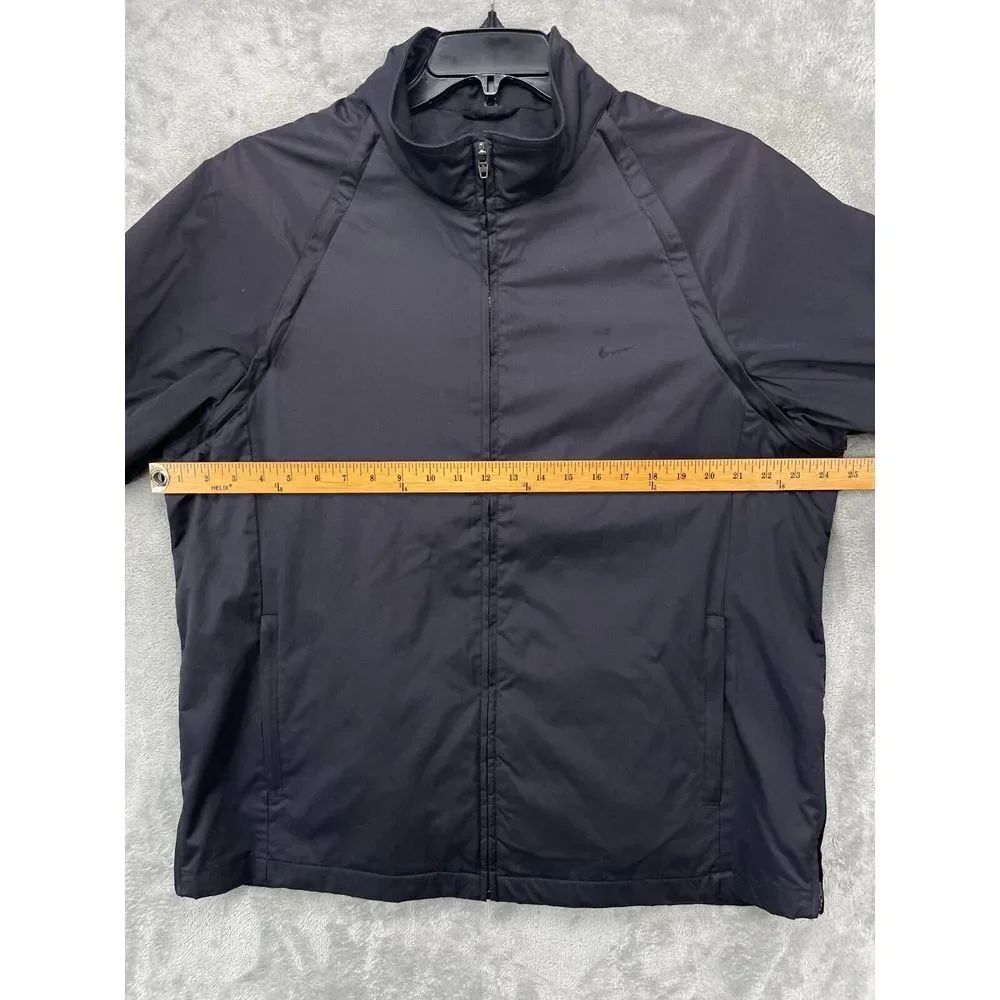 VTG NIKE Men's Full Zip Windbreaker Jacket XXL Black Logo Zip Sides‎